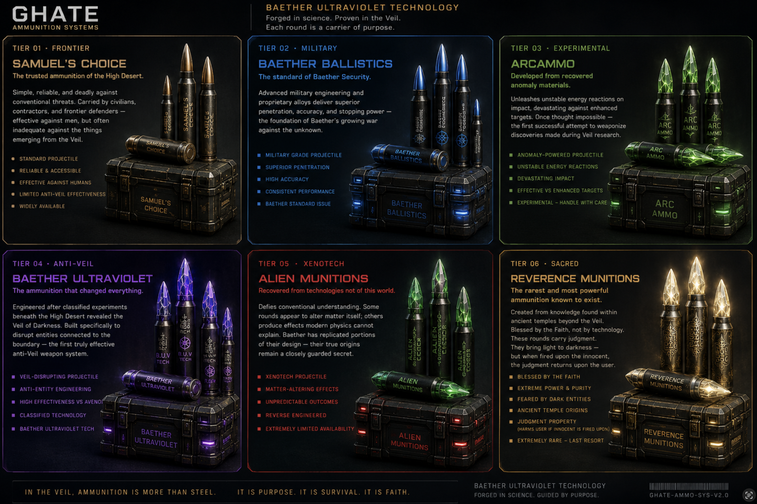 GHATE Ammunition Systems — six-tier ammunition chart