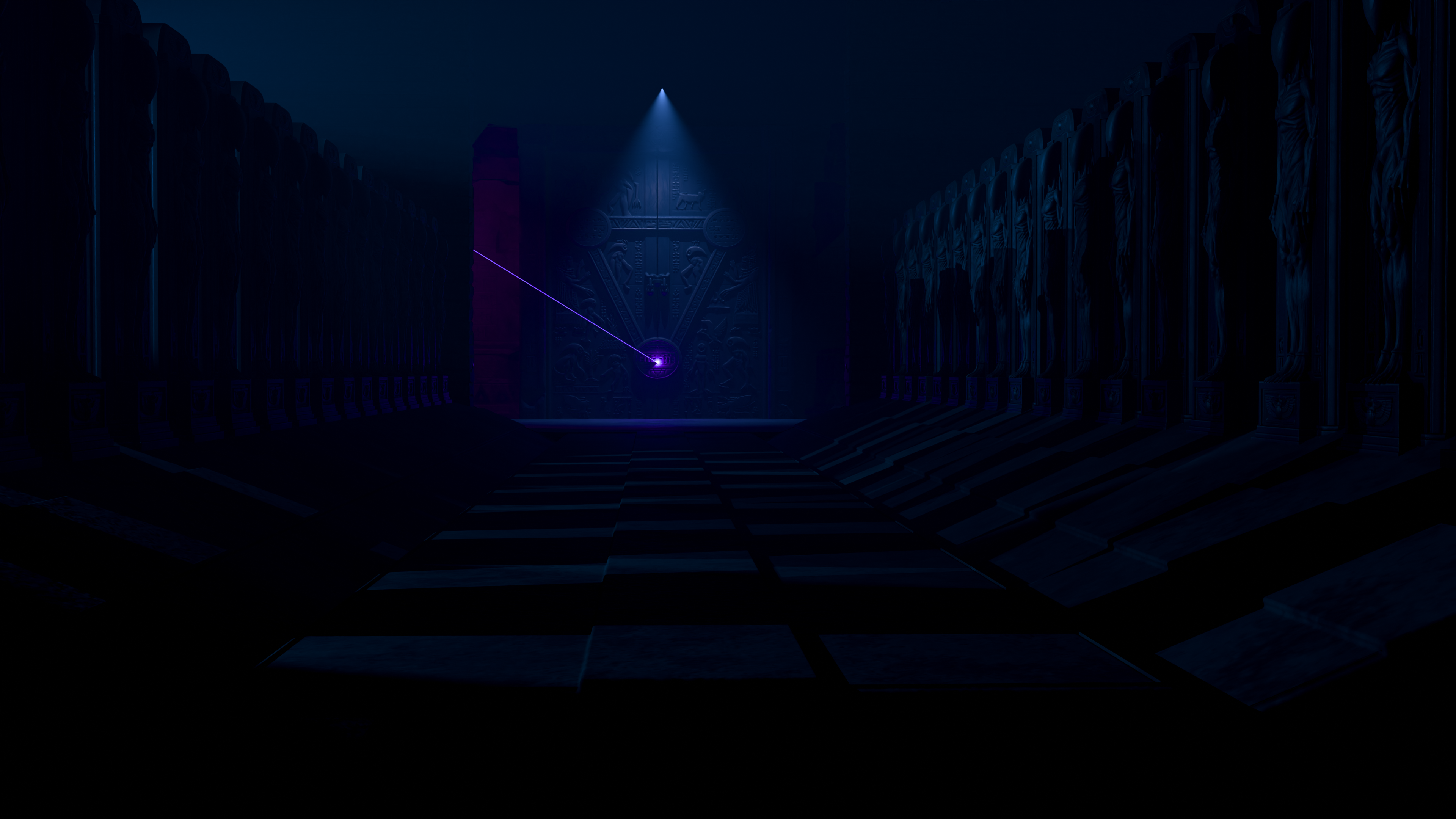 The hall of the Dark Veil — the sealed door at its end