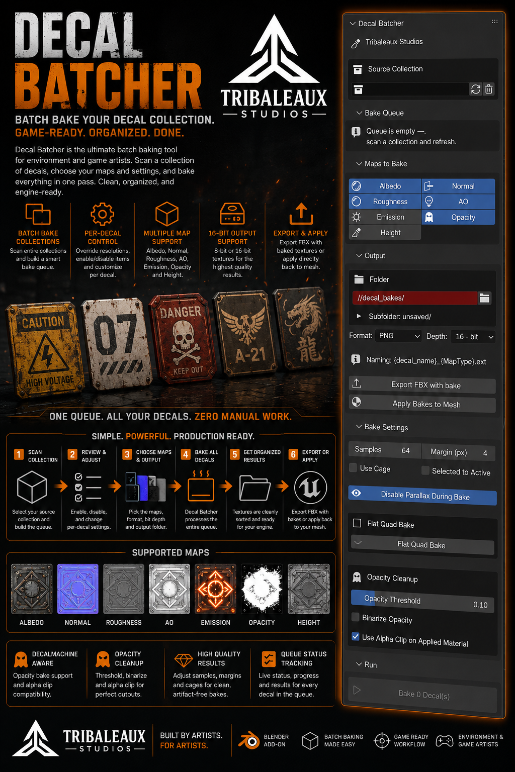 Decal Batcher — batch decal baking add-on overview and interface